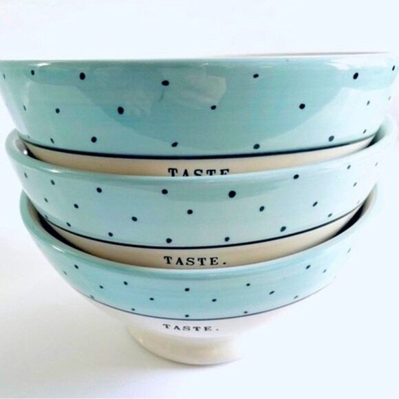Rae‎ Dunn Blue Polka Dot Cereal Bowls - Picture 2 of 4